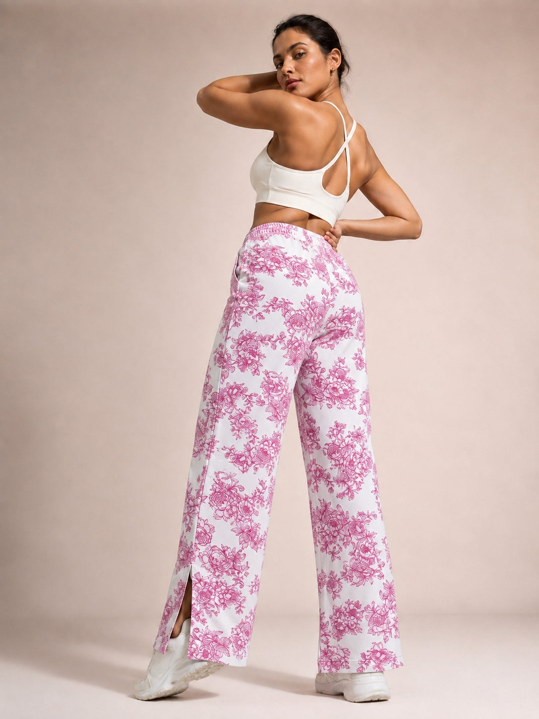 Flared Palazzo Pant - Magenta Floral