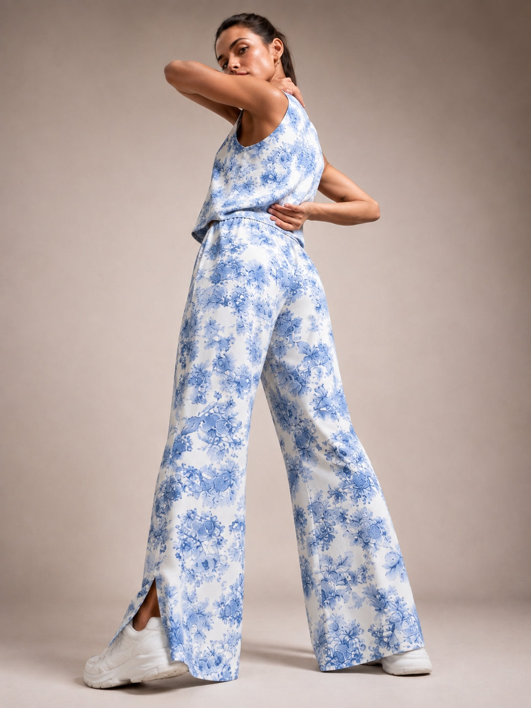 Flared Palazzo Pant - Frosted Indigo