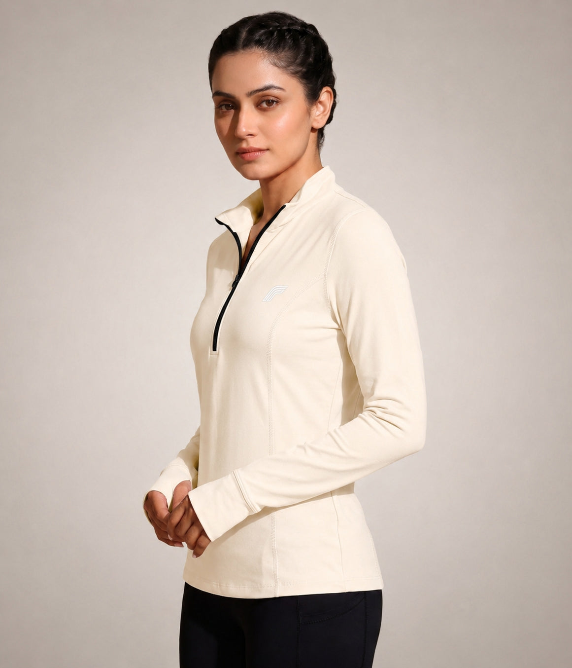 Dash Runner Half Zipper - Oatmeal Cream
