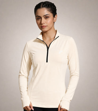 Dash Runner Half Zipper - Oatmeal Cream
