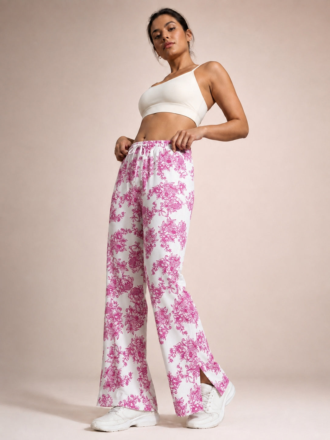 Flared Palazzo Pant - Magenta Floral