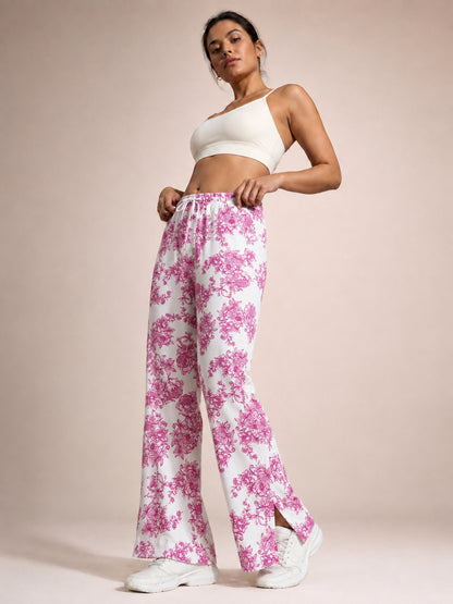 Flared Palazzo Pant - Magenta Floral