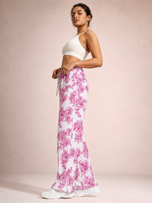 Flared Palazzo Pant - Magenta Floral