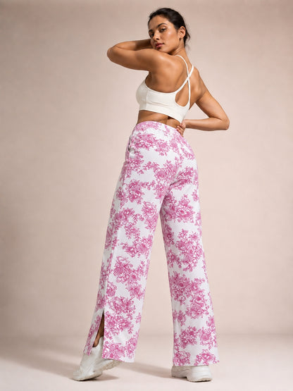Flared Palazzo Pant - Magenta Floral