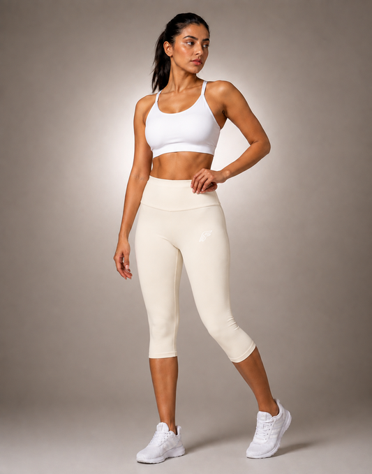 Hybrid 3/4 Capri Leggings - Sandstone Beige